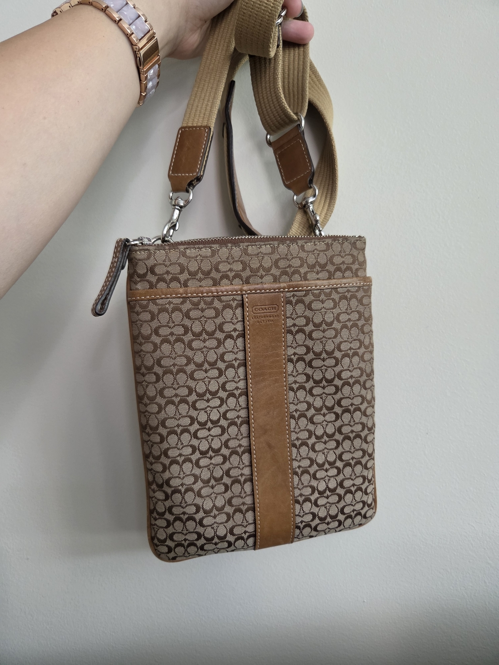 Coach Vintage Brown Signature Jaquard Crossbody Bag